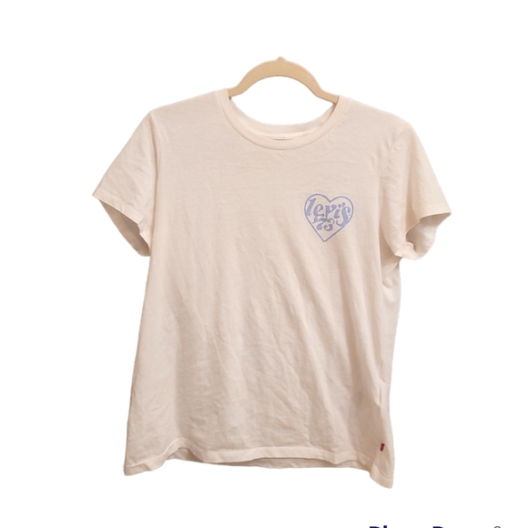 Levi's Graphic Blue Heart T-shirt, Size Medium, - Picture 1 of 6